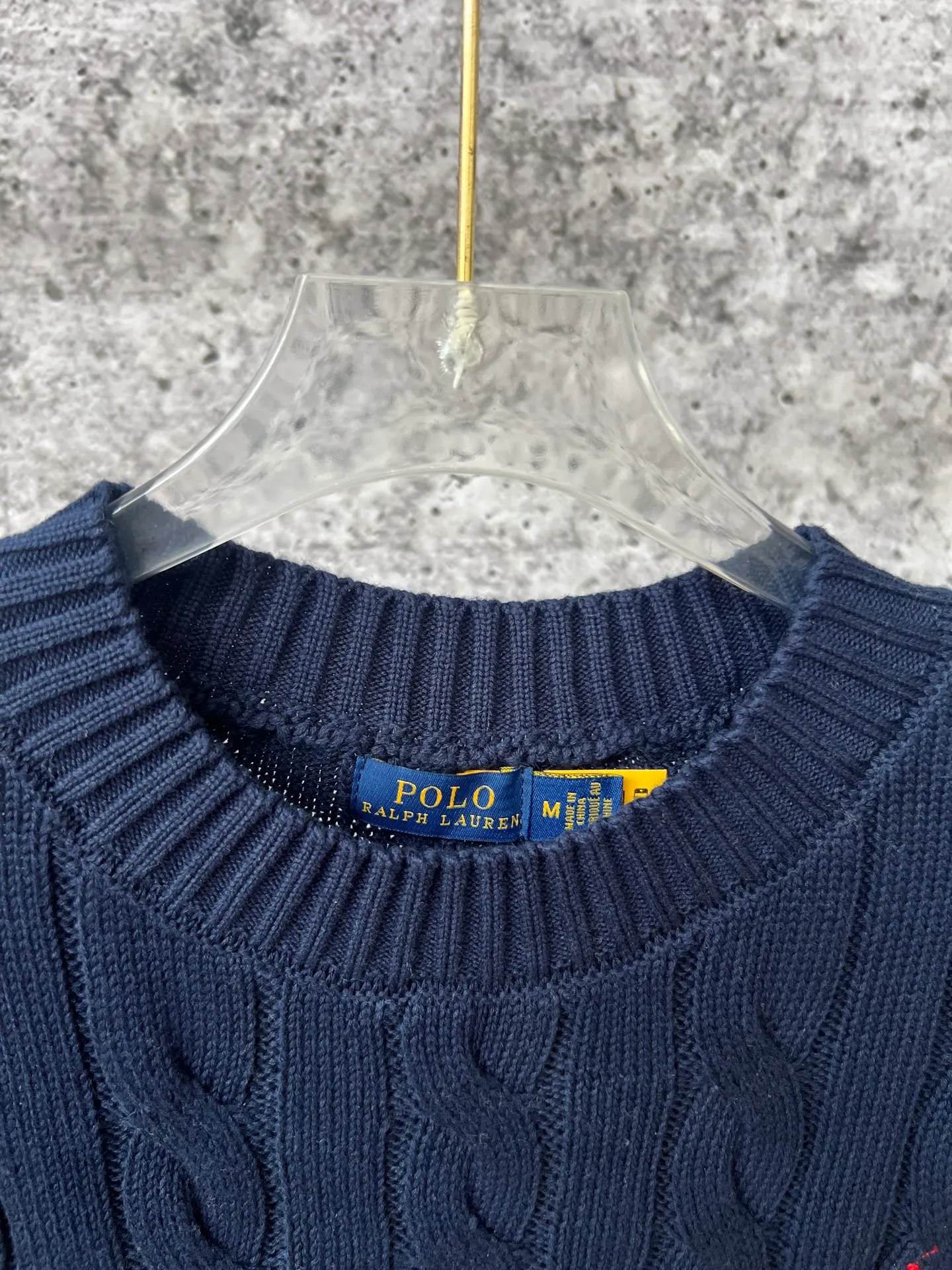 P230 Ralph Lauren men's and women's round neck rubberized sweater, made of the same pure cotton washed fabric as the original, no difference in craftsmanship details, original pony embroidery on the chest, restored one to one